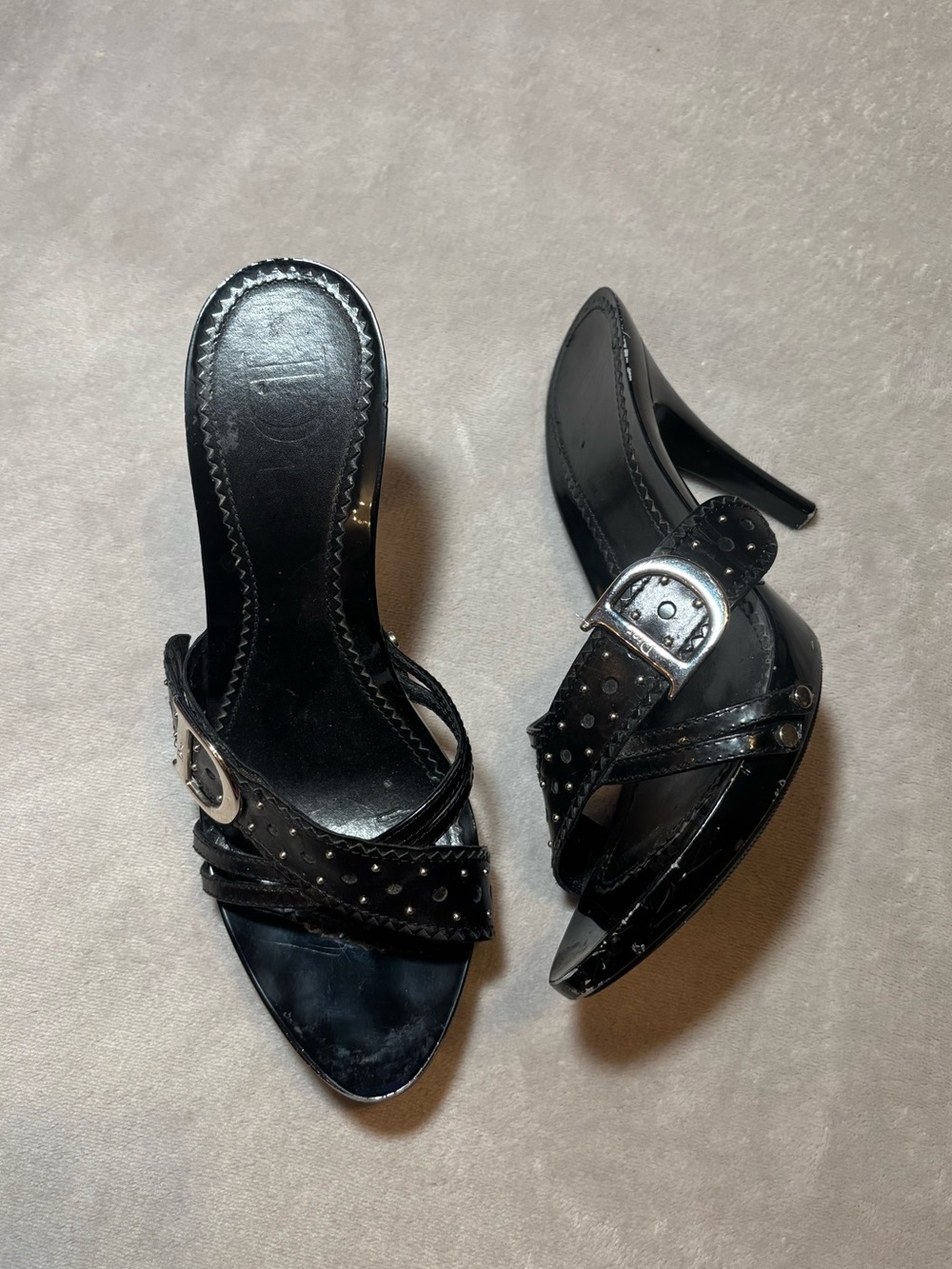 Christian Dior Spring 2004 Vintage Black Logo Heels - Picture 3 of 7